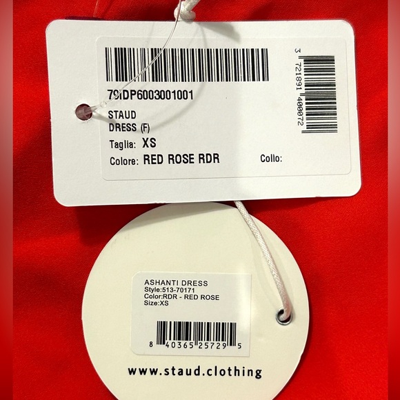 STAUD Ashanti Asymmetric Off Shoulder Red Rose Gown - Picture 6 of 14